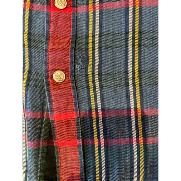 VTG '90's Tommy Hilfiger Blue & Red LS Plaid Shirt Denim, Cotton, Size Lg. - Picture 5 of 5